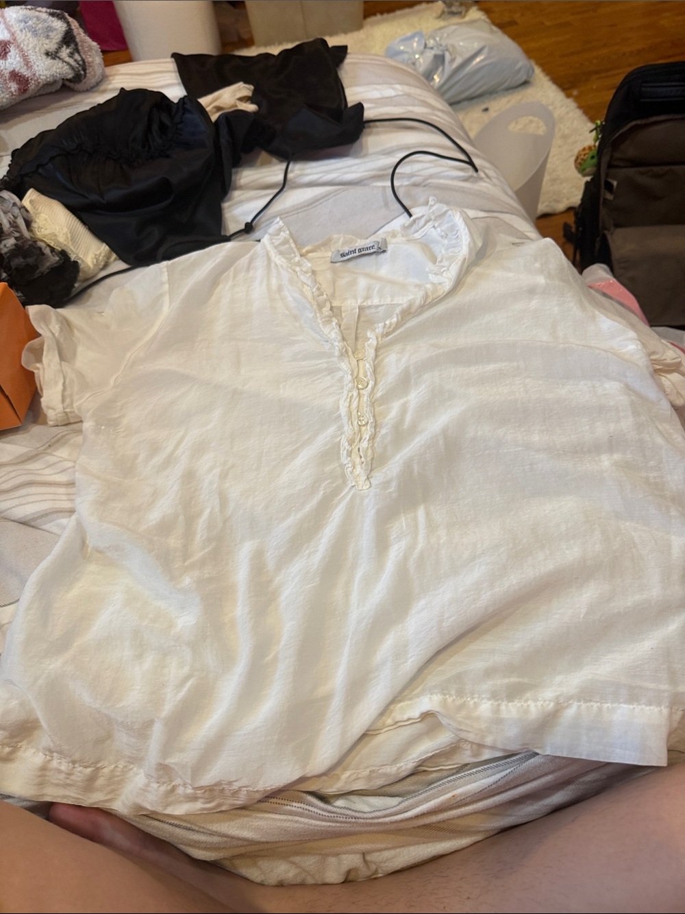 Saint Grace Cream Ruffle Neck Blouse